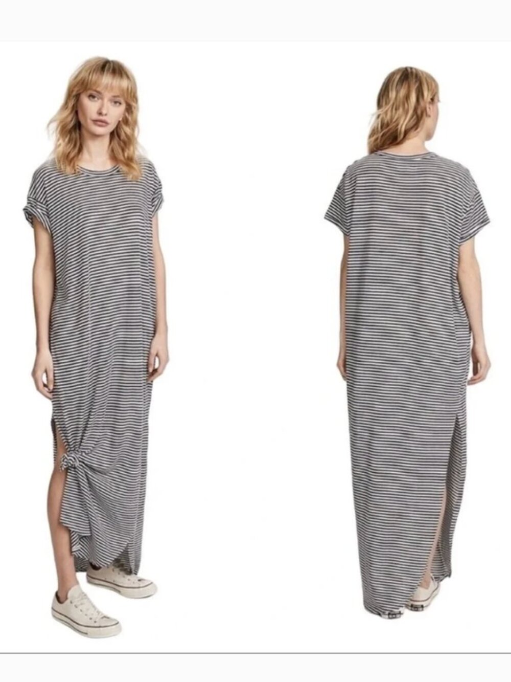 The Great Knotted Tee Striped Dress Small